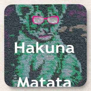 Dessous-de-verre Lion vert avec lunettes roses "Hakuna Matata" Art