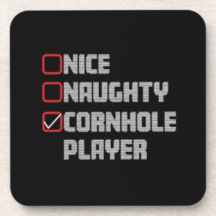 Dessous-de-verre Liste de joueurs de cornhole Nice Naughty Noël dég