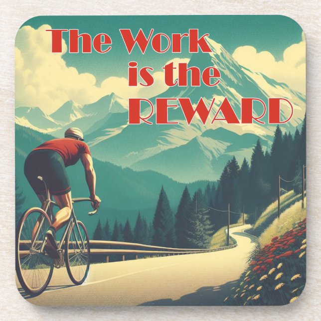 Dessous-de-verre L'Oeuvre Est La Récompense Des Montagnes Cyclistes (Devant)