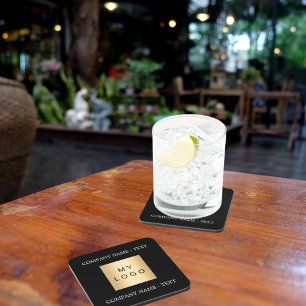 Dessous-de-verre Logo de l'entreprise slogan de texte noir blanc