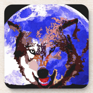 Dessous-de-verre Loup et Pleine lune