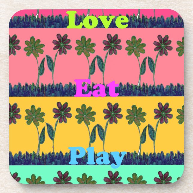 Dessous-de-verre Love Eat Play Art Print (Devant)