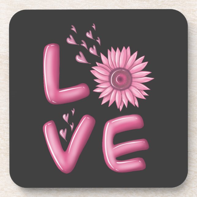 Dessous-de-verre Love Tournesol Rose (Devant)