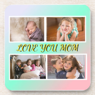 Dessous-de-verre Love You Mom 4-Photo Pastel Memory