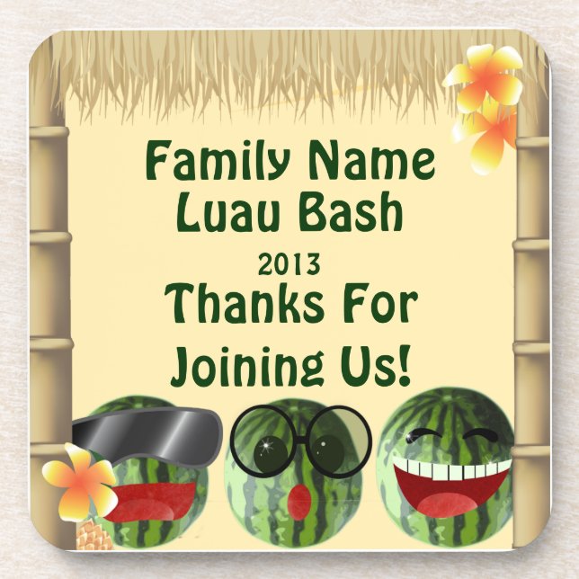 Dessous-de-verre Luau Party Tiki Hut Watermelon Personnes Dessous d (Devant)