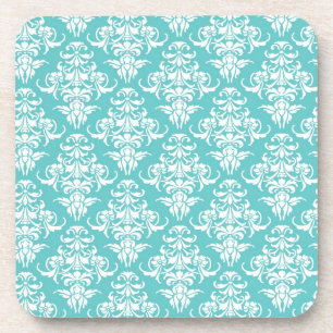 Dessous-de-verre Lustre chic girly vintage de motif bleu de damass
