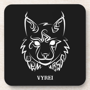 Dessous-de-verre Lynx tribale noire et blanche