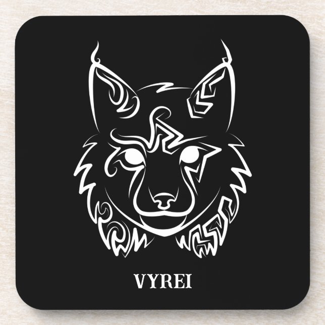 Dessous-de-verre Lynx tribale noire et blanche (Devant)