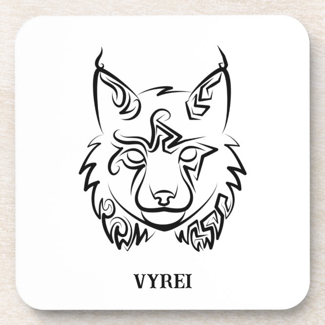 Dessous-de-verre Lynx tribale noire et blanche (Devant)
