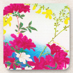Dessous-de-verre Lys japonais - magenta, bleu jaune