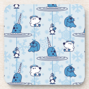 Dessous-de-verre M. Narwhal Blue Snowflake Motif