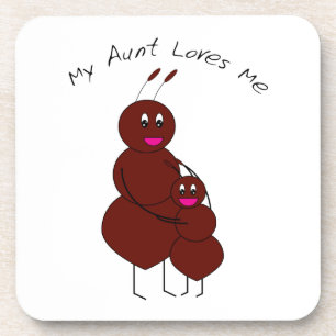 Dessous-de-verre Ma tante m'aime, dessin animé de fourmi mignonne a