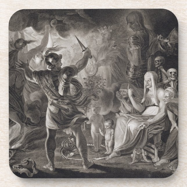 Dessous-de-verre Macbeth, les trois sorcières et Hecate dans l'acte (Devant)