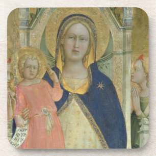 Dessous-de-verre Madonna et l'enfant couronnés avec des saints,