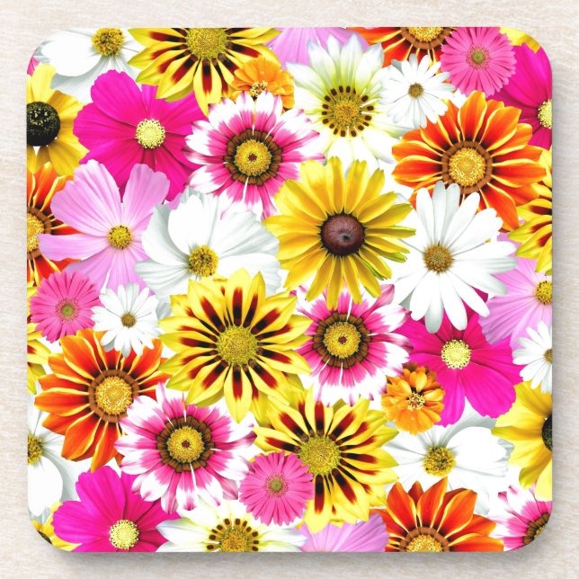 Dessous-de-verre Magnifique fleurs rose jaune Accessoires motifs (Devant)