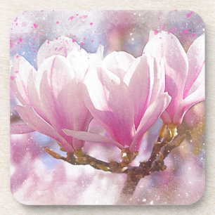 Dessous-de-verre Magnolia rose-pourpre en floraison - Fleur de prin
