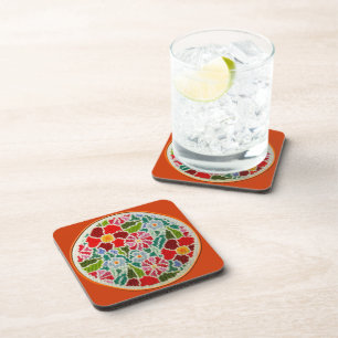 Dessous-de-verre Main de souvenirs d'été brodée autour de