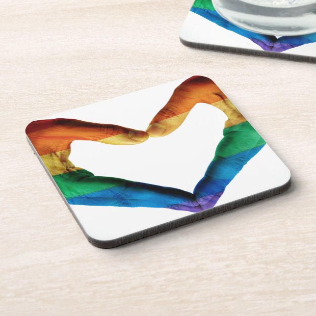 Dessous-de-verre Mains peintes comme coeur d'arc-en-ciel (Côté gauche)