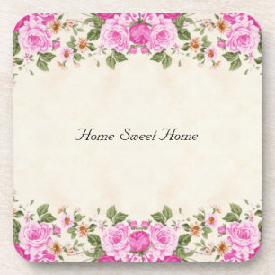 Dessous-de-verre Maison Douce Maison & Belles Fleurs Roses