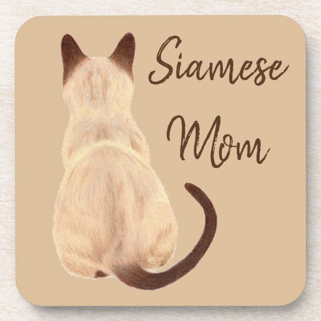 Dessous-de-verre Maman Kitty de chat siamois de Sasha semblant le (Devant)