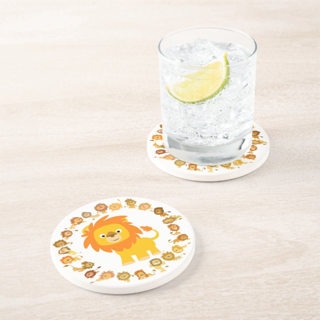 Dessous de verre Mandala de Lion Cartoon mignon (Côté)