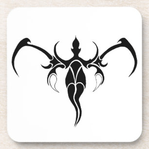 Dessous-de-verre Mandala d'éléphant tribal orné noir et blanc