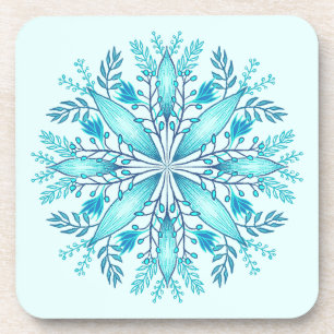 Dessous-de-verre Mandala floral - Fléau de neige bleu turquoise Boh