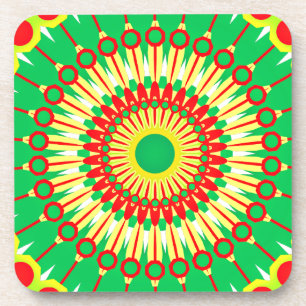 Dessous-de-verre Mandala Green Red Circle Design-58577