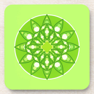 Dessous-de-verre Mandala Motif dans les tons verts de chaux