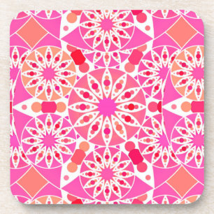 Dessous-de-verre Mandala motif, tons rose et corail