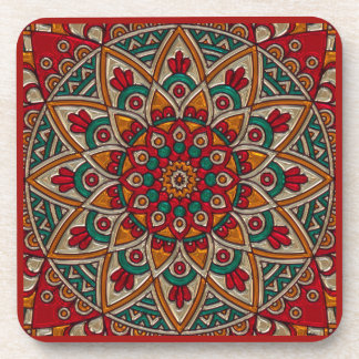 Dessous-de-verre Mandala. riche et rouge