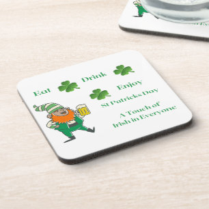 Dessous-de-verre Manger, Boire, Profitez, Jour de la Saint Patrick 