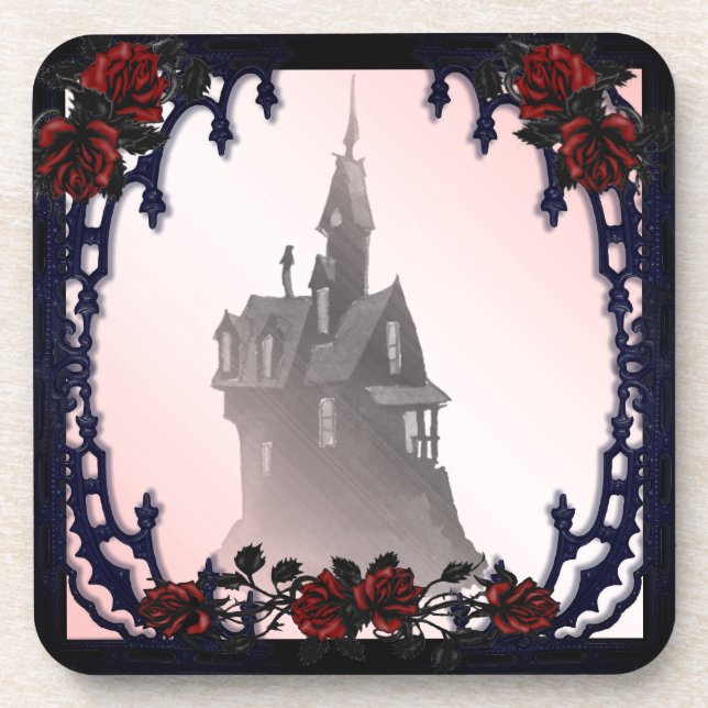 Dessous-de-verre Mansion gothique du Rose de sang Halloween (Devant)