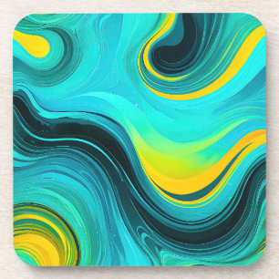 Dessous-de-verre "Marbella" Blue Yellow Swirls Waves