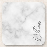Marbre blanc Modern Script Nom personnalisé