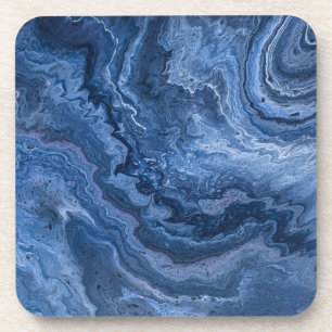 Dessous-de-verre Marbre Bleu Abstrait Profond