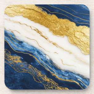 Dessous-de-verre Marbre bleu marine de luxe et feuille d'or
