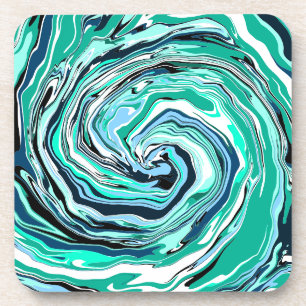 Dessous-de-verre Marbre bleu, Turquoise, turquoise et blanc