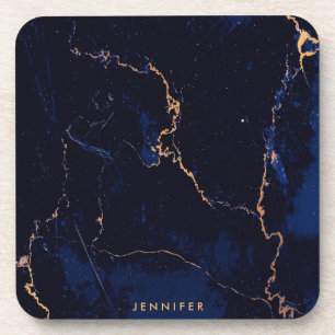 Dessous-de-verre Marbre d'or de bleu marine