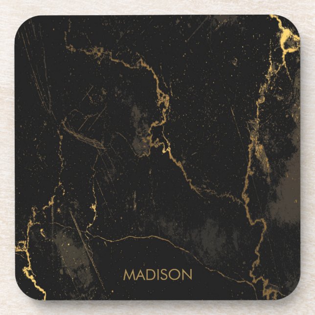 Dessous-de-verre Marbre noir d'or (Devant)