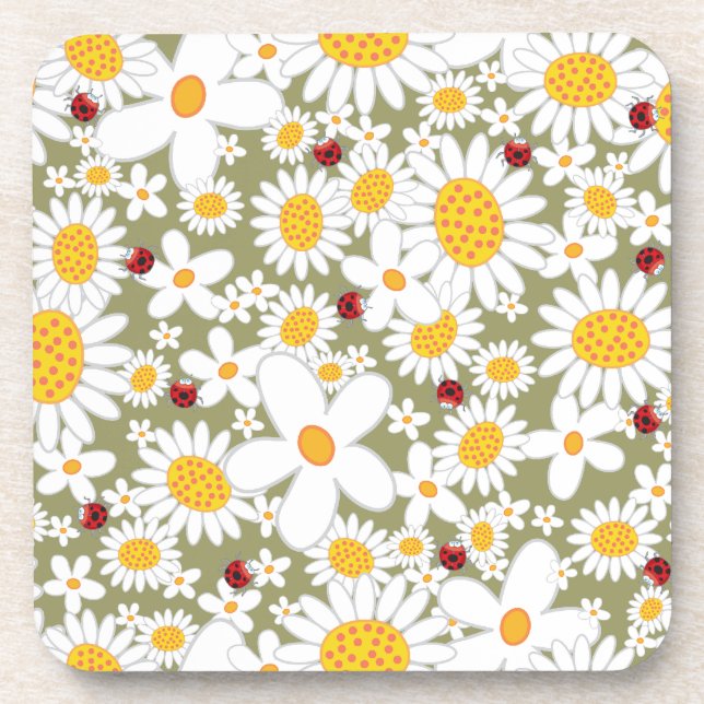 Dessous-de-verre Marguerites blanches blanches géloses Fleurs de li (Devant)