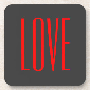 Dessous-de-verre Mariage Amour Rouge Fond Gris Tendance