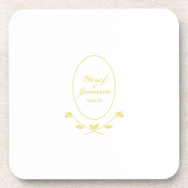 Dessous-de-verre Mariage blanc et or (Devant)