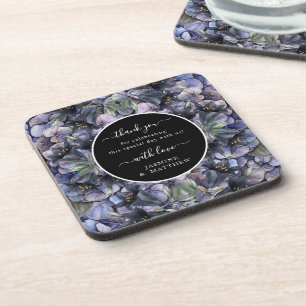 Dessous-de-verre Mariage Chic Remerciement Floral Noir Classique