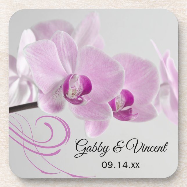 Dessous-de-verre Mariage de l'élégance de l'orchidée rose (Devant)