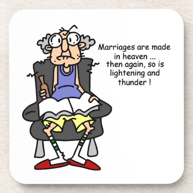 Dessous-de-verre Mariage, Éclair, Humour tonnerre (Devant)