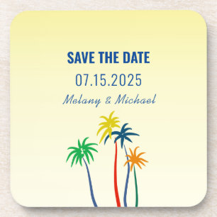 Dessous-de-verre Mariage Tropical Enregistrer La Date Invitation