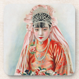 Dessous-de-verre Mariée en rouge lors d'un mariage chinois à Shangh