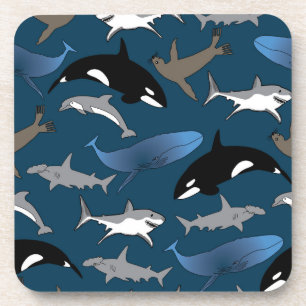 Dessous-de-verre Marine Life Dessous de verre, requin, baleine, dau