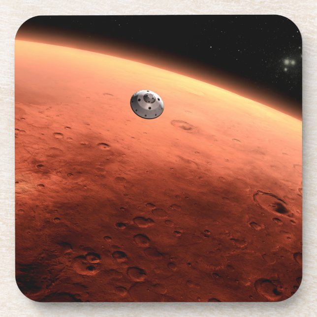 Dessous-de-verre Mars Science Laboratory approchant Mars. (Devant)